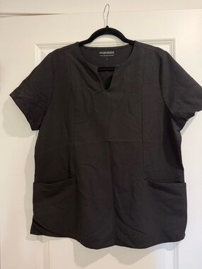 Mandala Black Scrub Top with Front Pockets